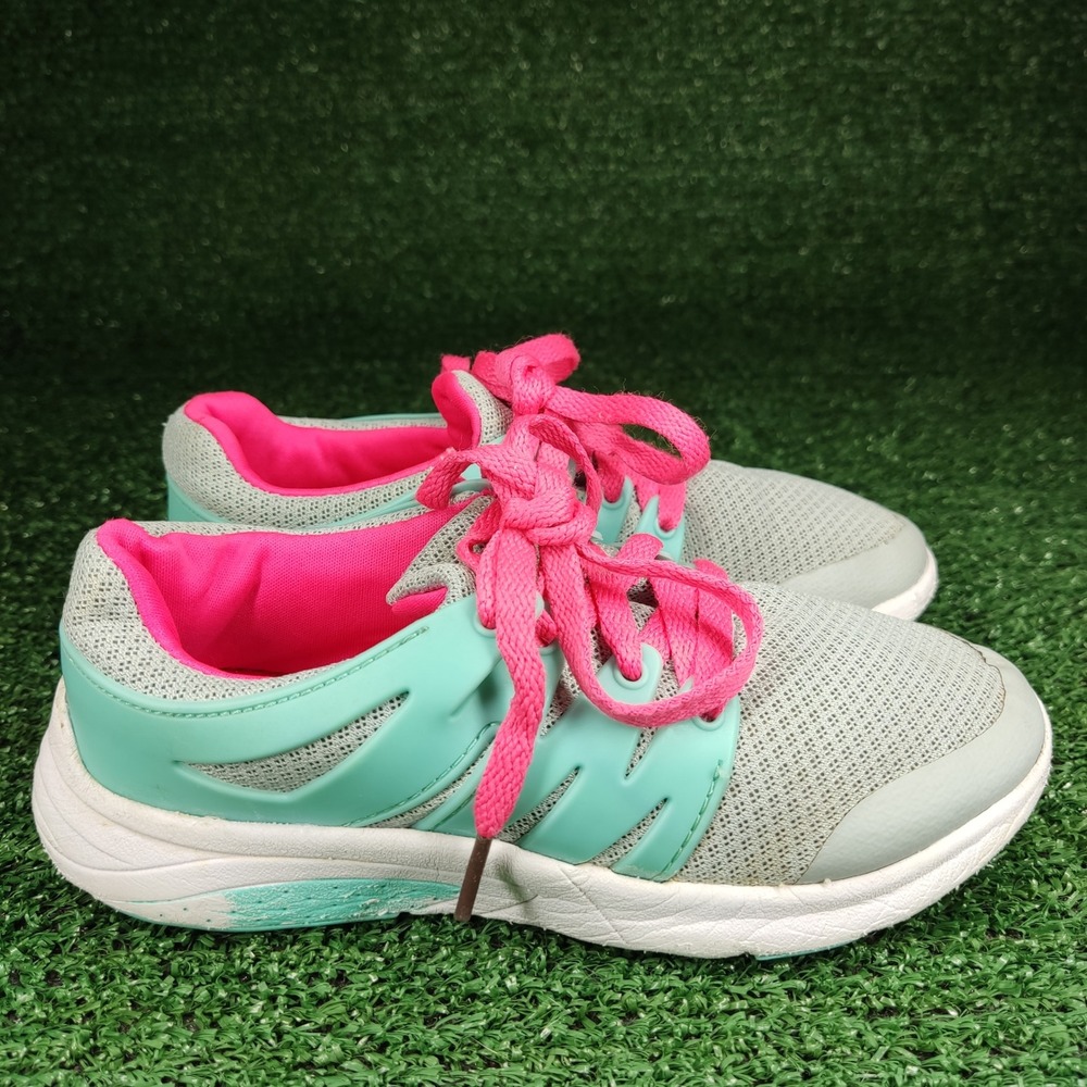Athletic Works Sneakers Kids 13 Grey‎ Teal Pink GMAW28DP010 Running Shoes Gym